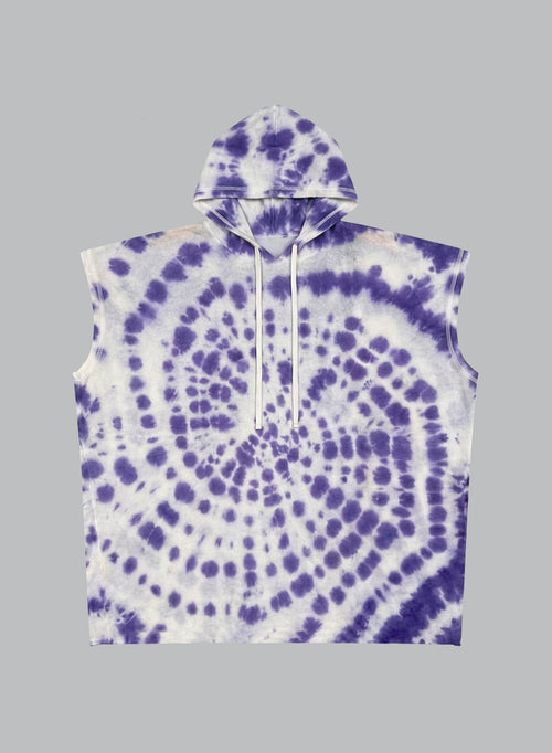 Sweat Améthyste Tie-dye à Capuche Sans Manches en Cachemire - MAJESTIC FILATURES