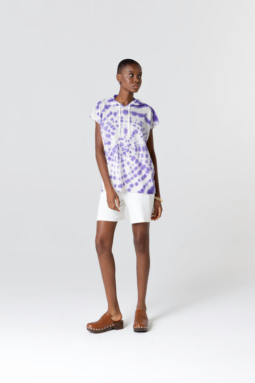 Sweat Violet Capuche Sans Manches en Cachemire - MAJESTIC FILATURES