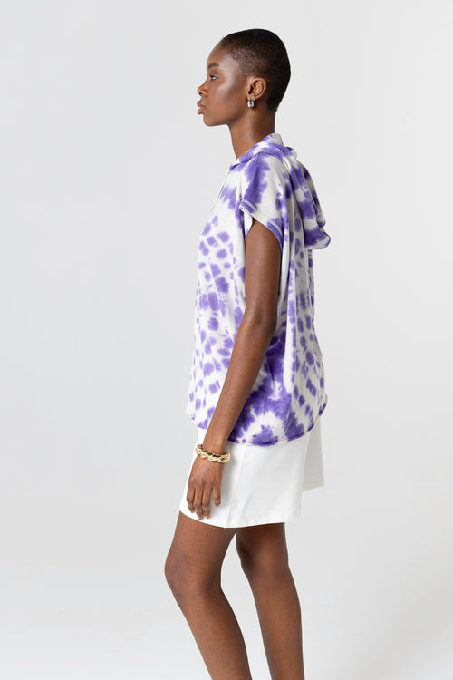 Sweat Violet Capuche Sans Manches en Cachemire - MAJESTIC FILATURES