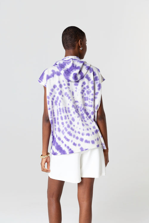Sweat Violet Capuche Sans Manches en Cachemire - MAJESTIC FILATURES