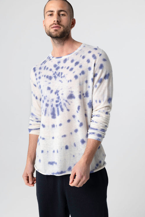 Jersey Blue Moon Tie-dye Cuello redondo Mangas largas de cachemira - MAJESTIC FILATURES