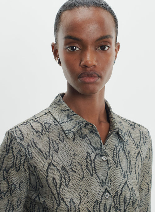 Camisa de algodón y cachemira con estampado de serpiente - MAJESTIC FILATURES