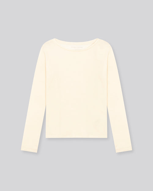 T-shirt Gris Col Rond Manches Longues en Coton organique / Cachemire - MAJESTIC FILATURES