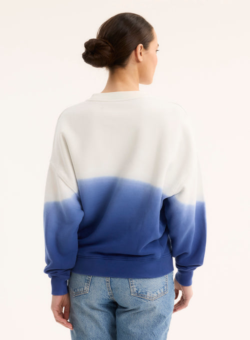 Blaues Sweatshirt mit Rundhalsausschnitt und langen Ärmeln aus Bio-Baumwolle - MAJESTIC FILATURES