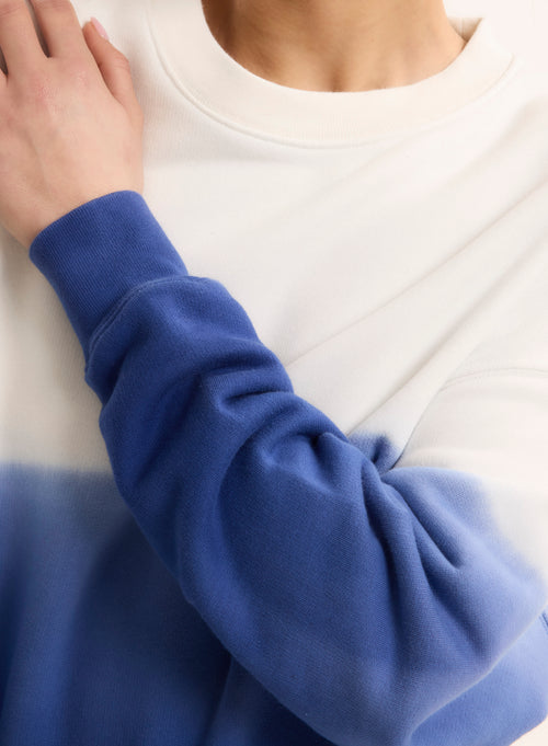 Blue Long Sleeve Crew Neck Sweat Top in Organic Cotton - MAJESTIC FILATURES