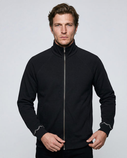 Veste Noir Col Veste Manches Longues en Coton organique / Coton - MAJESTIC FILATURES