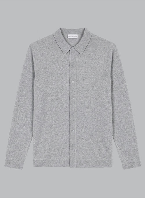 Gray Long-Sleeve Cashmere Shirt - MAJESTIC FILATURES