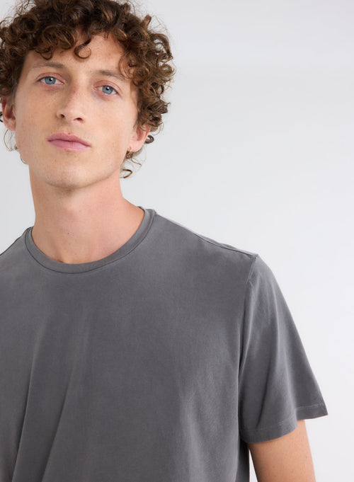 Gray Harold T-shirt round neck short sleeves in organic cotton and elastane - MAJESTIC FILATURES